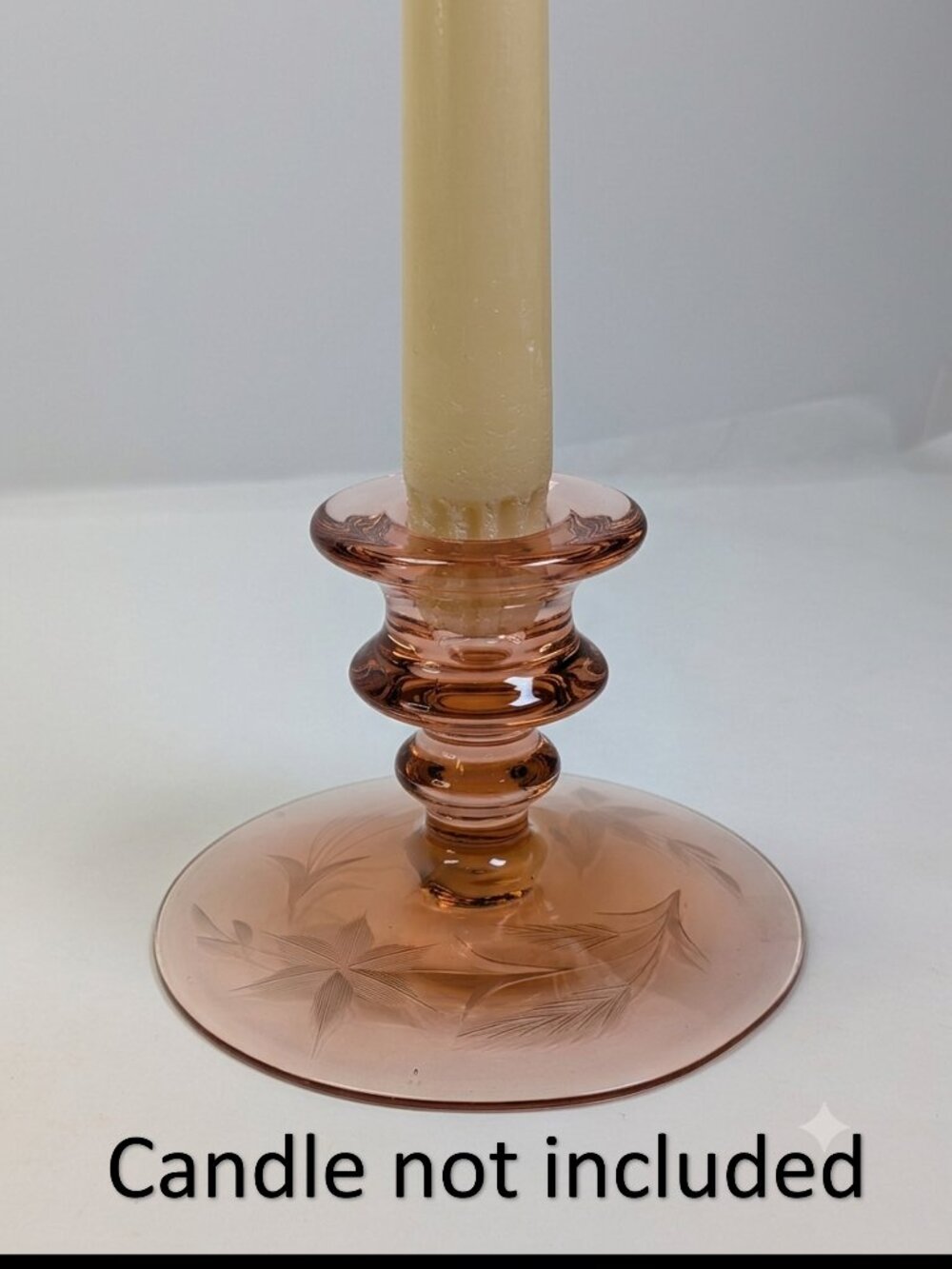 Vintage 1930s Depression Elegant Pink Glass Candle Holder / Pedestal Stand - Picture 6 of 16